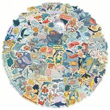 50pcs Cute Cartoon Ocean Animal Aesthetic Graffiti Self-Adhesive Stickers, Decorative For Planner, Skateboard, Guitar, Water Bottle, Creative Decorative Graffiti Stickers - Default - View 7