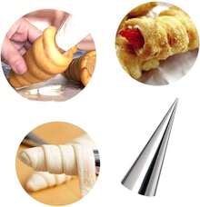 12 Pack Large Cream Horn Forms 5-Inch, Non-Stick Cream Horns Pastry Mould Croissant Baking Forms For Baking Croissants Bead, Chocolate Croissant, Brioche Rolls, Ice Cream Cone Party Dessert - View 3