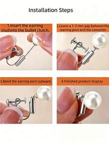 1 Pair Copper Material Minimalist Silver Clip-On Earrings, Adjustable Screw Non-Pierced Earrings Suitable For Women's Daily Wear - Spiral Ear Clip Converter - View 2