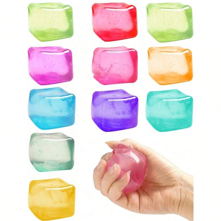 1/4pcs Random Color Squeeze Cube Toy, Slow Rebound  Shaped Stress Ball, Sensory Stress Relief Toy, Stress Relief Toy, Party Favor Toy, Squeeze Stress Cube Stress Ball Toy,  Square Birthday Gift, Party Favor, Squeezy Gift, Perfect Gift - Multicolor - View 1