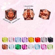 100 hạt vuông acrylic trong suốt 10mm để làm trang sức DIY - Hạt hình khối đa giác lấy cảm hứng từ bầu trời đầy sao, thích hợp làm vòng tay và dây chuyền, lý tưởng cho việc làm đồ thủ công và phụ kiện thời trang. - Nhiều màu - Xem 2