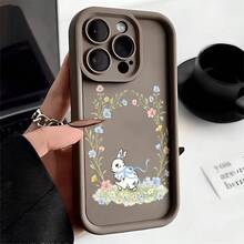 芝生ウサギ柄シリコン製スマホケースは、iPhone17、16、15、14、13、12、11 Pro Max、Plus、Air、X、XS、および S21、S22、S23、S24、S25、A13、A14、A15、A17、A33、A35、A54、Note20に対応しており、クリスマスやバレンタインデーのプレゼントとして彼氏、彼女、家族に贈るのに適しています。 - コーヒーブラウン - チェックする 12