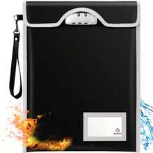Balaperi - Bolsa ignífuga con candado 3000 °F bolsa de documentos ignífuga de 15 x 11 pulgadas bolsa de dinero ignífuga para documentos A4 A5 tamaño carta legal tablet valiosos joyas dinero - negro - Ver 9