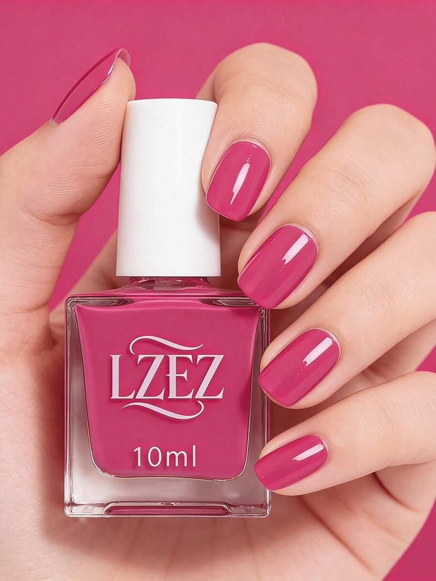1 Bottle 2026 New 10ml Water-Based Nail Polish, Quick Drying, Long-Lasting, Peel-Off, Nail Art Polish For Students, Alcohol-Free - Hot Pink - View 1
