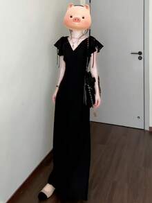Women Long Dresses - Black - View 4
