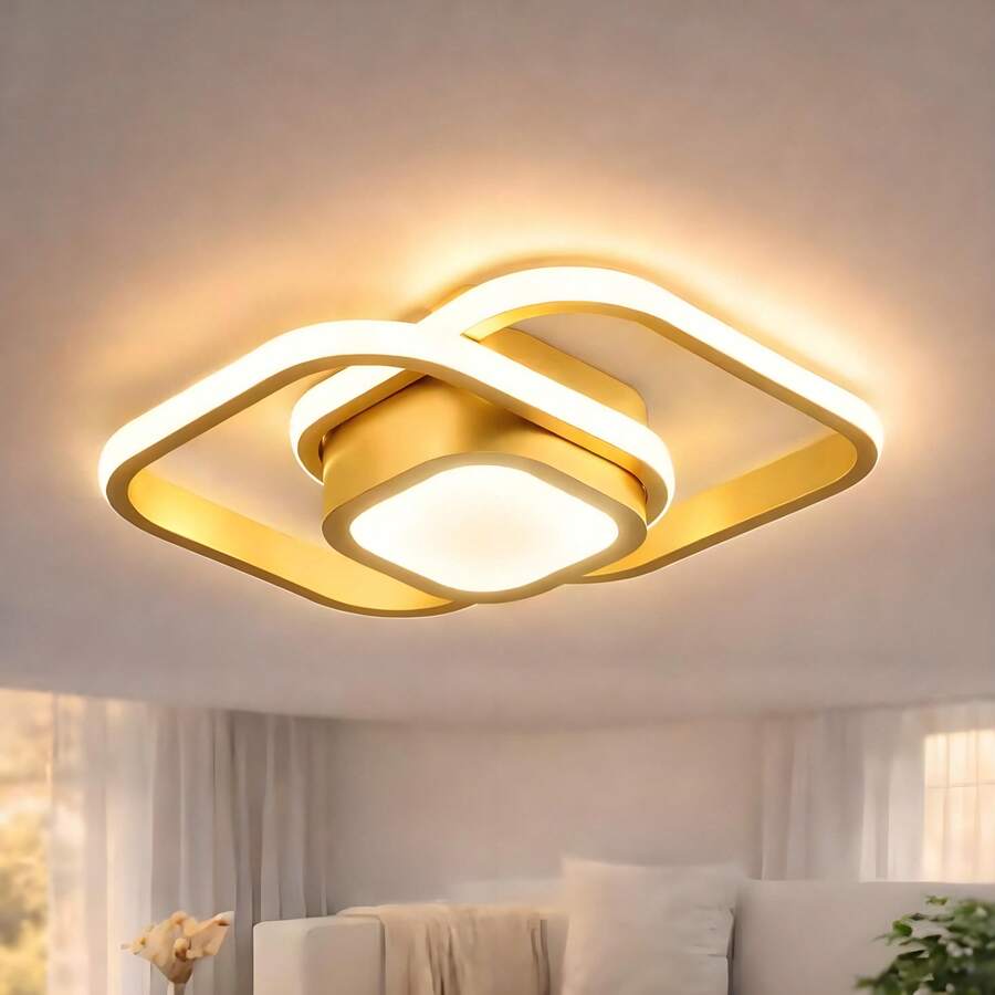 Modern Gold LED Ceiling Light With Three Lighting Modes, Suitable For Living Rooms, Bedrooms And Hallways - 金色 - 查看 1