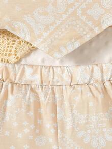 Baby Girl Summer Bohemian Style Camisole Top And Minimalist Shorts Set - Camel - View 6