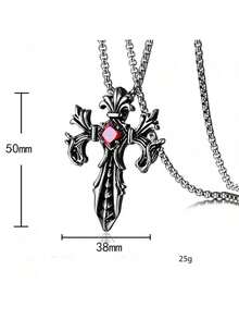Titanium Steel Vintage Double Dragon God Of War Cross Necklace Pendant Fashion New Style Inlaid Diamond Stainless Steel Jewelry HJXF IM1Q - 十字架蛇+不銹鋼鏈 - 查看 6