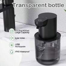 DONASIRA 400ml Large Capacity Touchless Automatic Infrared Soap Dispenser, Electric Home Cleaning Detergent Quick Dispenser Pump, Portable Handwash Bottle, Desk-Mounted Or Wall-Mounted Installation, USB Rechargeable, 4 Adjustable Foam/Liquid Flow Levels, Suitable For Kitchen And Bathroom, New Spring Release - Multicolor - View 9