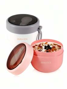 1pc 20oz Overnight Oats Container With Lid, Portable Overnight Oats Cup With Spoon, Leak-Proof Plastic Yogurt Container, Oatmeal Container, Snack Container, Suitable For Camping, Picnic, Beach, Back To School - Multicolor - View 4