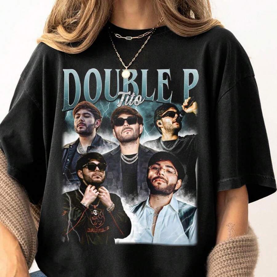 C1AmiS1eta vintage de t1ito Double P, C1AmiS1eta de t1ito Double P para fans, C1AmiS1eta musiC1Al de regalo para fans - Negro - Ver 1