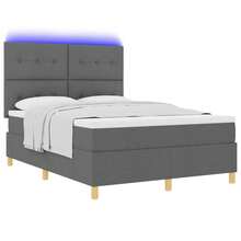vidaXL LED Boxspringbett Mit Matratze Dunkelgrau 140 X 200 Cm Stoff - Gris - Voir 3