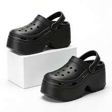 Sandal Bersol Tebal Bermotif Leopard Terbaru 2026, Sandal Selop Musim Panas untuk Pantai dan Taman, Sandal Platform Anti Selip untuk Wanita - Hitam - View 1