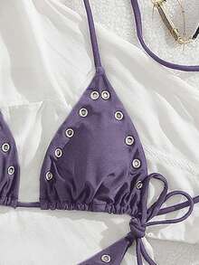 Women's New European And American Style Bikini Set Vacation Beach Summer - Purple - View 3