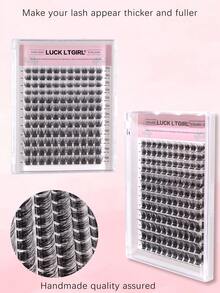 132 racimos/12 filas de pestañas postizas naturales con rizo C de 10-14 mm en segmentos mixtos, densamente rizadas para uso diario y de fiesta, racimos de pestañas, pestañas individuales, pestañas, pestañas postizas - Negro - Ver 5