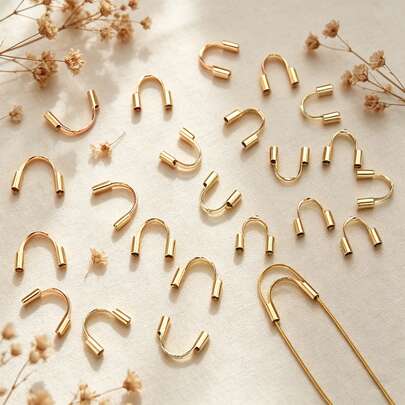 50个304不锈钢金银U型线保护套，DIY珠宝制作用线保护环，适用于手链、项链、耳环等工艺品制作。