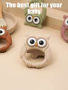 1pc Baby Owl Shaped Silicone Teether, Newborn Sensory Chewing Toy, Infant Gum Massager Teething Toy, Daily Companion - Multicolor - View 6