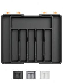 Efficient Space Saving Organizer Tray With Extendable Adjustable Width Design Sleek Storage Box Versatile Silverware Drawer Organizer Utensil Holder Flatware Kitchen Drawers Room Home Bathroom Decor Kitchen Essentials Wedding Apartment Essentials - Multicolor - View 2