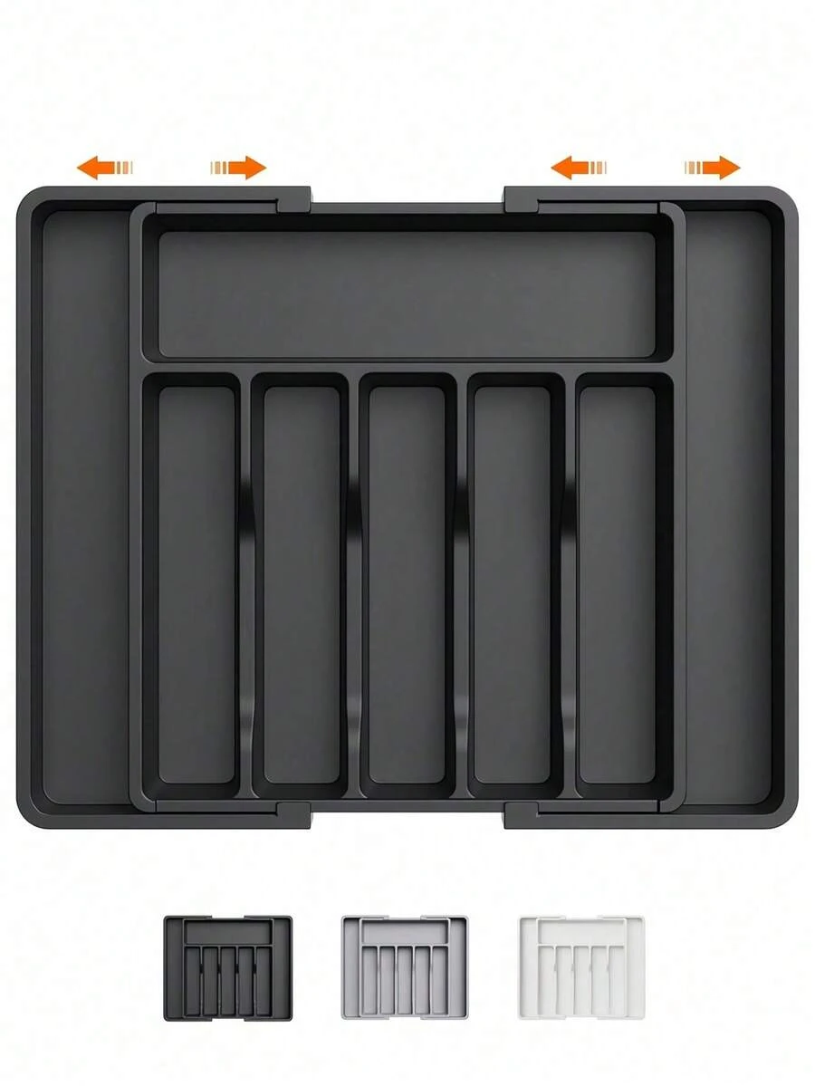 Efficient Space Saving Organizer Tray With Extendable Adjustable Width Design Sleek Storage Box Versatile Silverware Drawer Organizer Utensil Holder Flatware Kitchen Drawers Room Home Bathroom Decor Kitchen Essentials Wedding Apartment Essentials
