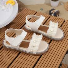New Princess Crystal Rhinestone Sandals, Girls Flat Thick Bottom Soft Sole Toddler Shoes, Versatile & Comfortable, Suitable For Big Kids & Plus Size - White - View 12