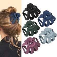 Lolalet 5 Unidades Pinzas para Pelo Pinza Grande de Moda para Cabello Agarre Antideslizante Hair Claw Clips para Peinado Grueso para Mujer - Negro/VerdeSelva/Marino/Violeta/AzulLigero - Ver 2