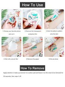 1 Sheet Waterproof Black Line Deer Bird Flower Pattern Waterproof Temporary Tattoo Sticker, Can Be Attached To Arms, Shoulders, Back, Legs, Body And Other Parts, Suitable For Both Men And Women, Suitable For Parties And Vacations.,Sketch Style - Black - View 6