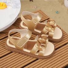 新款公主金色凉鞋，儿童、女孩夏季平底鞋，厚底软底婴儿鞋，百搭舒适，适合中大码身材。 - 金色 - 查看 9