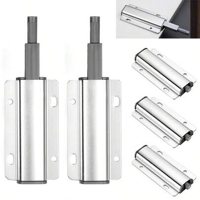 2/4pcs Set Silver Magnetic Push Pull Door Opener, Pressure Door Opener, Magnetic Push Open Door/Window/Furniture Drawer Opener, Shock Absorber, Practical & Decorative
