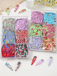 30pcs/Set Girls Colorful Dopamine Print Fruit/Tropical/Flamingo Drip Enamel Cute Princess BB Hair Clips, Suitable For Daily Use - Multicolor - View 4