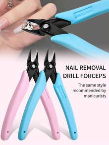 Professional Stainless Steel Diamond Nail Art Disassembly Pliers, Manicure Pliers - Metal Diagonal Cutting Pliers, Wire Cutters Unloading Pliers Chain Scissors, Convenient For Separating Gems And Jewelry, Nail Clippers, Nail Drill Disassembler, Nail Tools, Nail Supplies, Gifts For Family, Friends, Couples, Back To School, Halloween, Christmas Nail Supplies - Multicolor - View 2