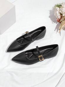 Women's Flat Pointed Toe Slip-On Shoes - Black - View 3