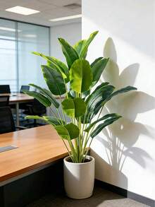 Artificial Tropical Palm Plant 80cm With 24 Leaves, Real Touch Of Strelitzia (Bird Of Paradise), Fake Banana Tree For Home And Garden Decoration. - 綠色的 - 查看 9