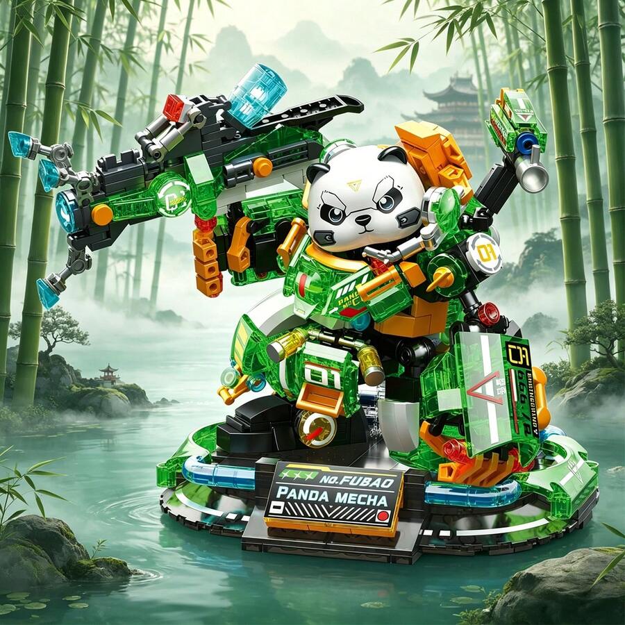 18+ Adult Building Set, A Luxury Modular Panda Mecha Building Model Combining Jigsaw Puzzle, Sophisticated Adult Game And Toy. It Also Functions As A Stress Relief Toy To Relieve Pressure And Eliminate Anxiety. Suitable For Creative Activities And Couple Games. This Miniature Model Has A Unique Decorative Style, Suitable For Bedroom And Birthday Decoration. Comes With Exquisite Stickers For Personalization. An Ideal Gift Choice For Men. - Multicolor - View 1