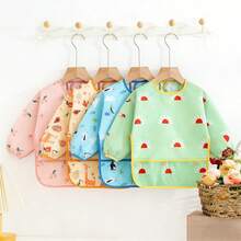Infant Cartoon Hooded Smock, Fresh All-Over Print Baby Reversible Painting Apron - Multicolor - View 1