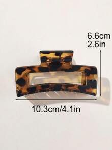 3pcs Transparent Amber Leopard Print Hair Clips, Extra Large Square Hair Claws, Sweet & Elegant Hair Accessories, Versatile Hair Clips For Autumn/Winter, Amber Color Hair Ornaments - 3-piece Set - Leopard Print Square - View 3