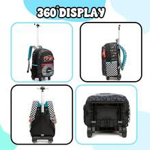 Set de 3 piezas: Mochila con ruedas para niños + Bolso de mensajero, Mochila escolar con ruedas y estampado lindo, Bolsa de equipaje con ruedas ligera para volver a la escuela - Bolsa con ruedas para niños - Ver 12