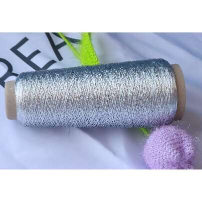 Core Spun Yarn Same Style Shiny Silver Feve Silver Braided Thread, Unique Crochet Knitting Viral Yarn, DIY Handicraft Crushed Silver