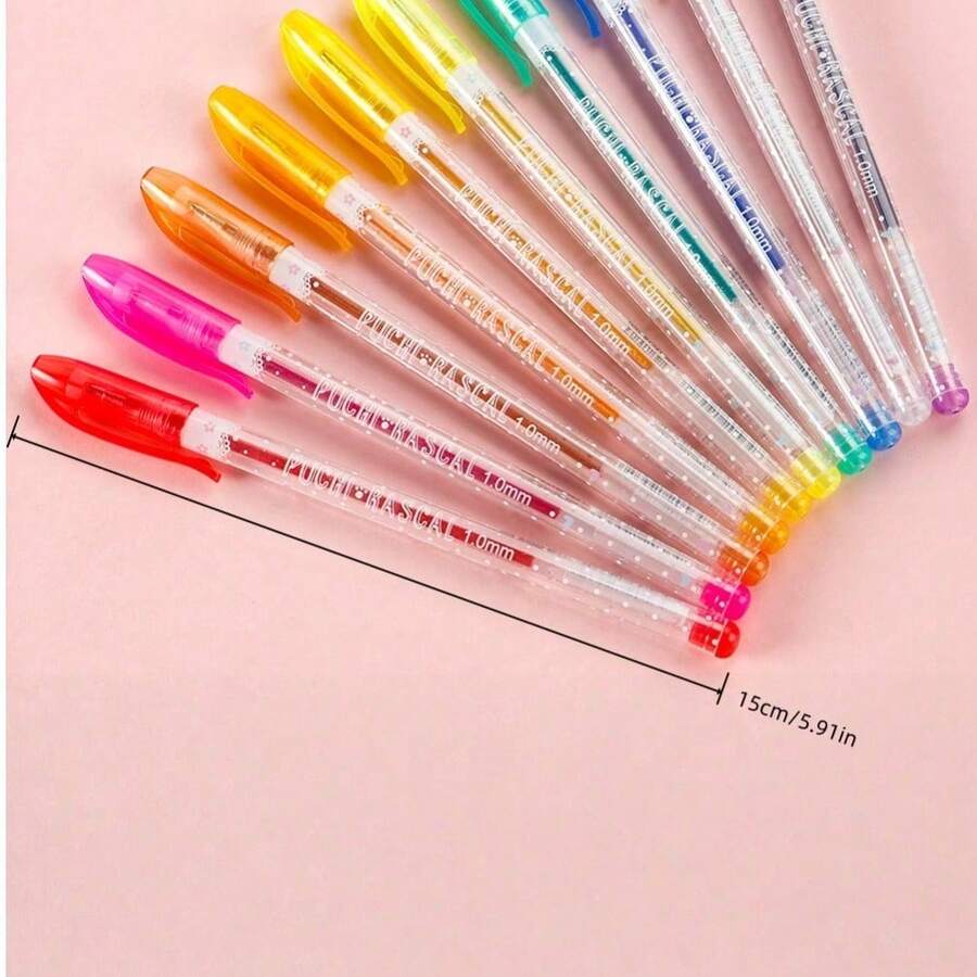 12 pièces/18 pièces/24 pièces/36 pièces/48 pièces Stylos gel pailletés colorés, set de stylos gel multicolores, surligneurs/marqueurs convenant pour le dessin, la journalisation, le coloriage, les arts et l'artisanat, la papeterie créative, les cadeaux - Multicolore - Voir 1