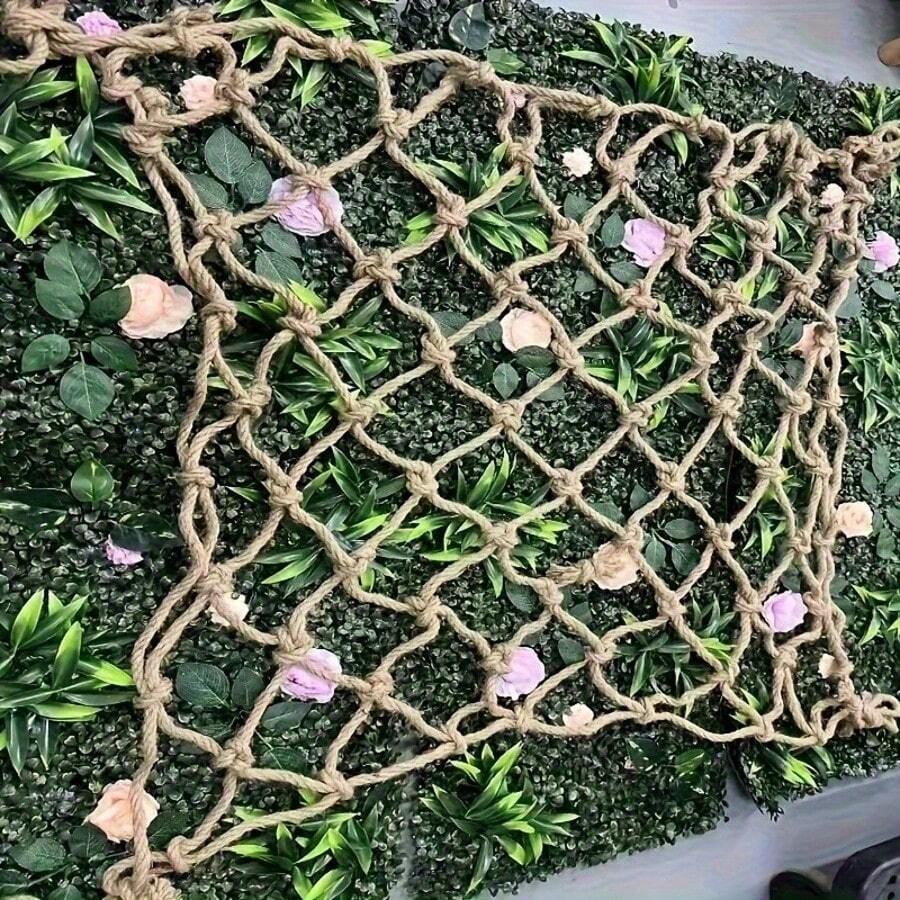 [Jaring Jute]Jaring Tali Jute, 1 buah Jaring Linen Gaya Vintage, Cocok untuk Tanaman Merambat dan Kacang-kacangan, Jaring Pagar Dekorasi Taman, Dekorasi Halaman, Tidak Membutuhkan Listrik - MultiWarna - View 1