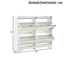 Shoe Cabinet With 4 Drop-Down Compartments, 3D Textured Front, Top Shelf, Spacious Shoe Cabinet, Space-Saving, Furniture For Entryway - White - View 2