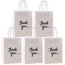 12pcs White Gift Bags Printed With "Thank You", 8.6 Inch Reusable Shiny Party Favor Bags Suitable For Christmas, Birthday, Baby Shower, Wedding And Shopping - White - View 21
