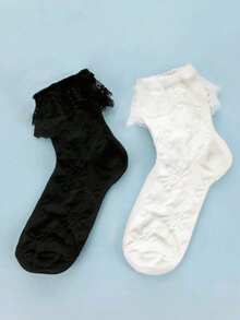 2 pares de calcetines de encaje, adecuados para combinar con zapatos de cuero - Multicolor - Ver 4