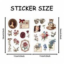 8pcs Retro Aesthetics Flowers Jungle Animals Puzzle Stickers Make Your Own Kawaii Rabbit Decals Scrapbook Supplies Scrapbooking - 8pcs - View 8