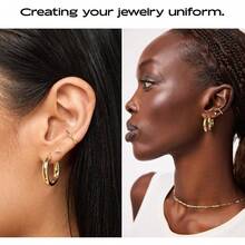 Earrings For Women - Hypoallergenic Water-Resistant Tarnish-Free Chunky Earrings For Women - 14K Gold Plated & Silver Rhodium Plated Hoops - Small, Medium & Large Size - Gold - Large - View 4