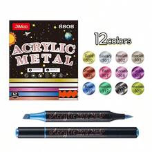 1pc Double-Ended Metallic Color Marker Pen, 12/24 Colors Refillable Art Markers For Drawing, DIY, Coloring, Quick-Drying Metallic Color Pens, Back To School - Double-ended Marker Pen - View 11