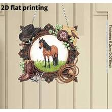 2D Flat Printing Denim Horse Diamond Painting Wall Hanging Set, Asymmetrical Shape Diamond Window Decor Set, Suitable For Home And Garden Wall Decoration Gifts - A - View 3