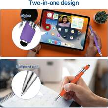 Ballpoint Pens With Stylus Tip, Soft Touch Click Stylus Pen, 2 In 1 Retractable Metal Stylus Pens, Black Ink, For Birthday Anniversaries Graduation Home And Office, 4 Colors (12 Count),45047681 - 長方形 - 查看 5