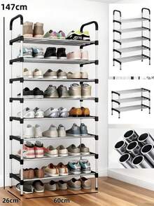 4/5/6/7/8 Layers Shoe Rack Storage Shelf Easy To Assemble - Silver - View 13