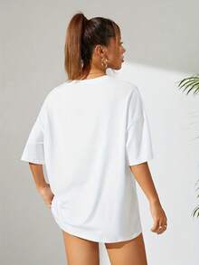 Minimalist. 100% Cotton. 1pac Break The System Bonjour Paris T-Shirt, French Breakfast Graphic T-Shirt, French Aesthetic T-Shirt, Vintage Pancake And Coffee Top - Soft, Breathable Crew Neck T-Shirt, Lightweight And Comfortable For Summer Casual Wear, Crew Neck And Loose Fit T-Shirt. Spring Summer Top - 白色 - 查看 3