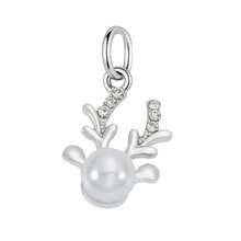 1pc Kawaii Animal & Flower Pearl Dangle Charms, Silver Plated Rhinestone Pendants For DIY Handmade Bracelet Necklace Jewelry Making - Silver - View 5